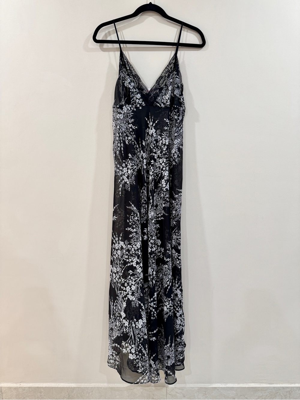 Oscar de la Renta Pink Label Sheer Floral Lace Maxi Nightgown Slip Dress L